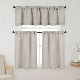 Linen Blend Light Filtering Kitchen Curtain Set