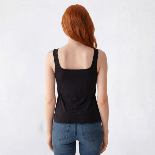 Juniors Madden Girl Square Neck Side Ruch Split Hem Tank Top