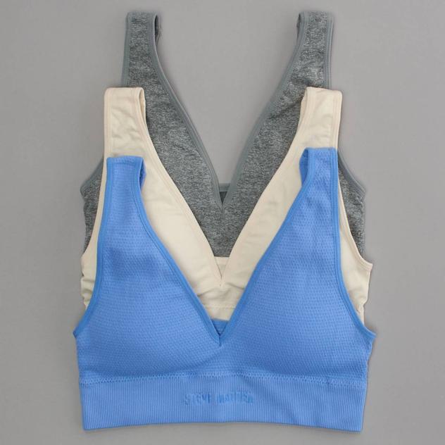 Womens Steve Madden 3pk.Seamless Plunge Neck Bras-SM23451A3
