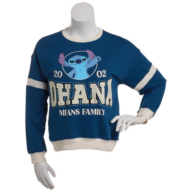 Juniors Freeze Stitch Ohana Crew Neck Sweatshirt