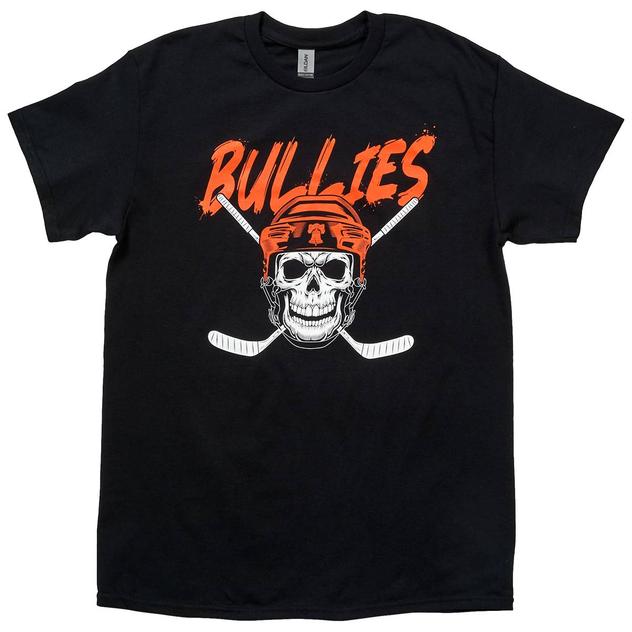 Mens Short Sleeve Bullies Skull & Hockey Sticks Tee - Black