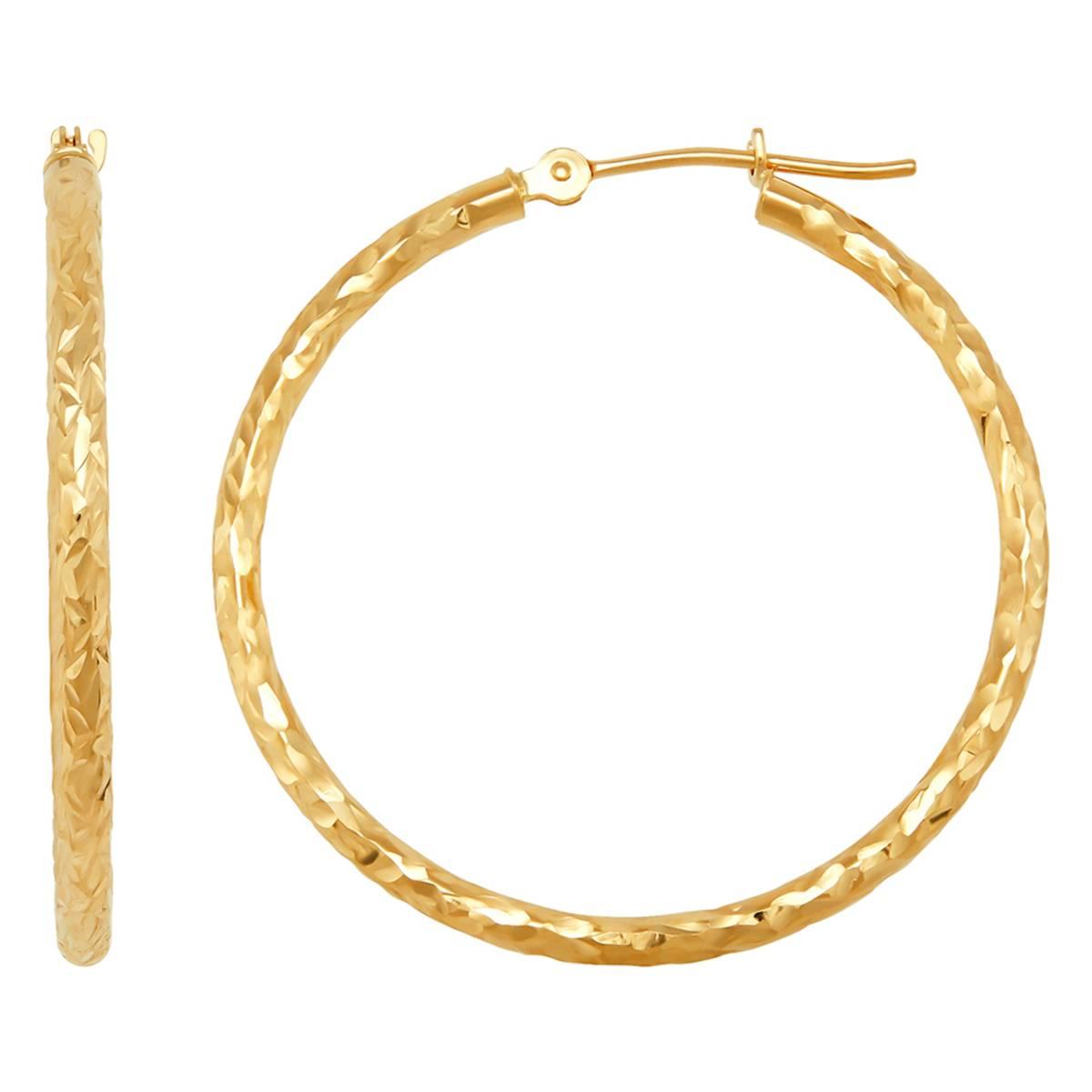 Gold Classics(tm) 10kt. Yellow Gold Crystal Cut Hoop Earrings
