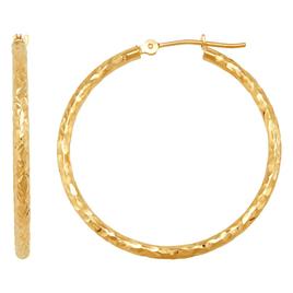 Gold Classics(tm) 10kt. Yellow Gold Crystal Cut Hoop Earrings