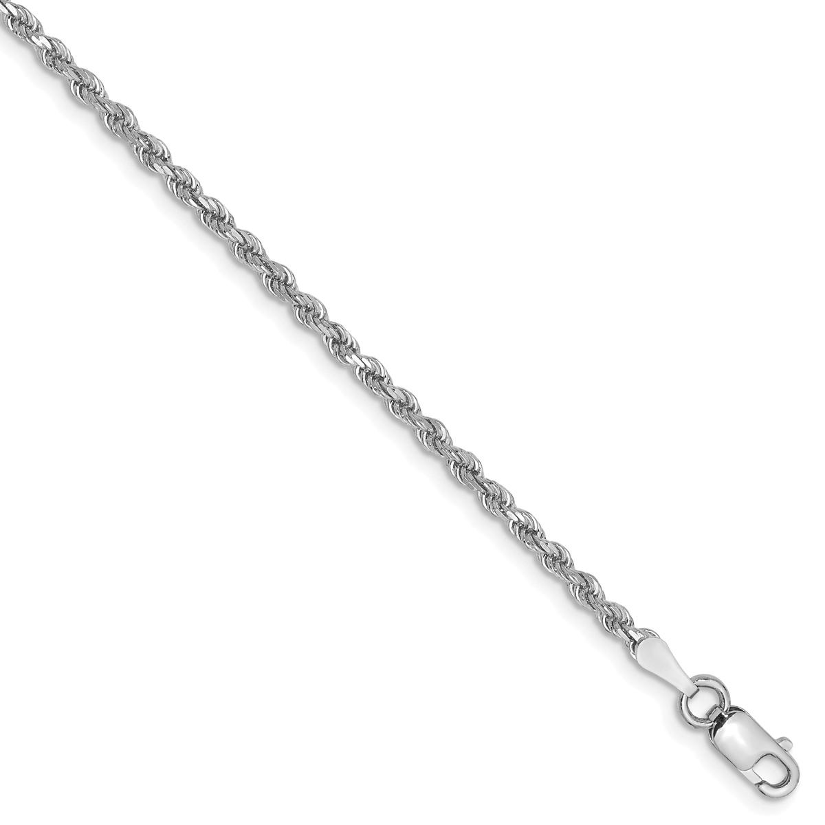 Gold Classics(tm) 2mm. 14k White Gold Diamond Cut Rope Anklet