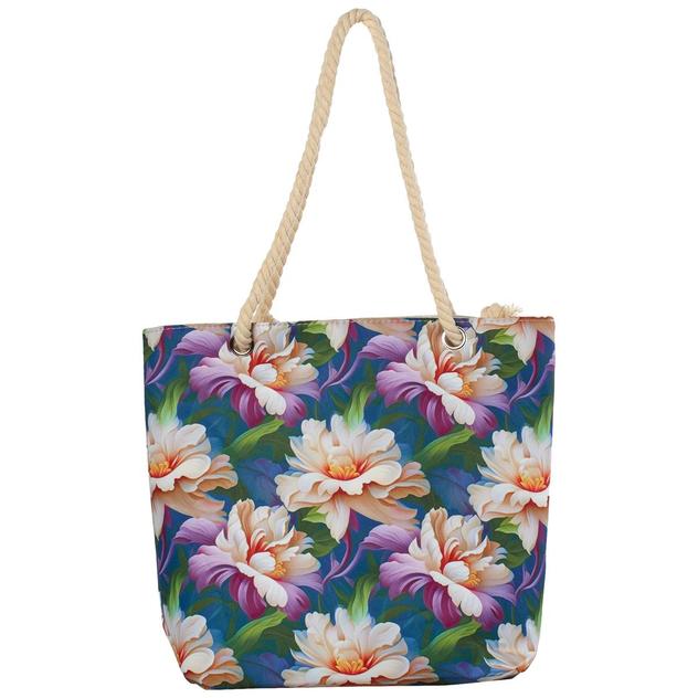 Renshun 3D Floral Canvas Tote - Purple/White