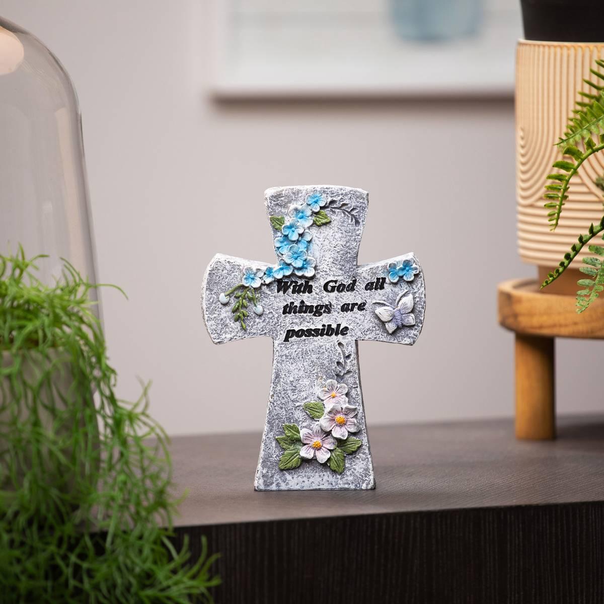 Northlight Seasonal "With God" Cross Garden Statue