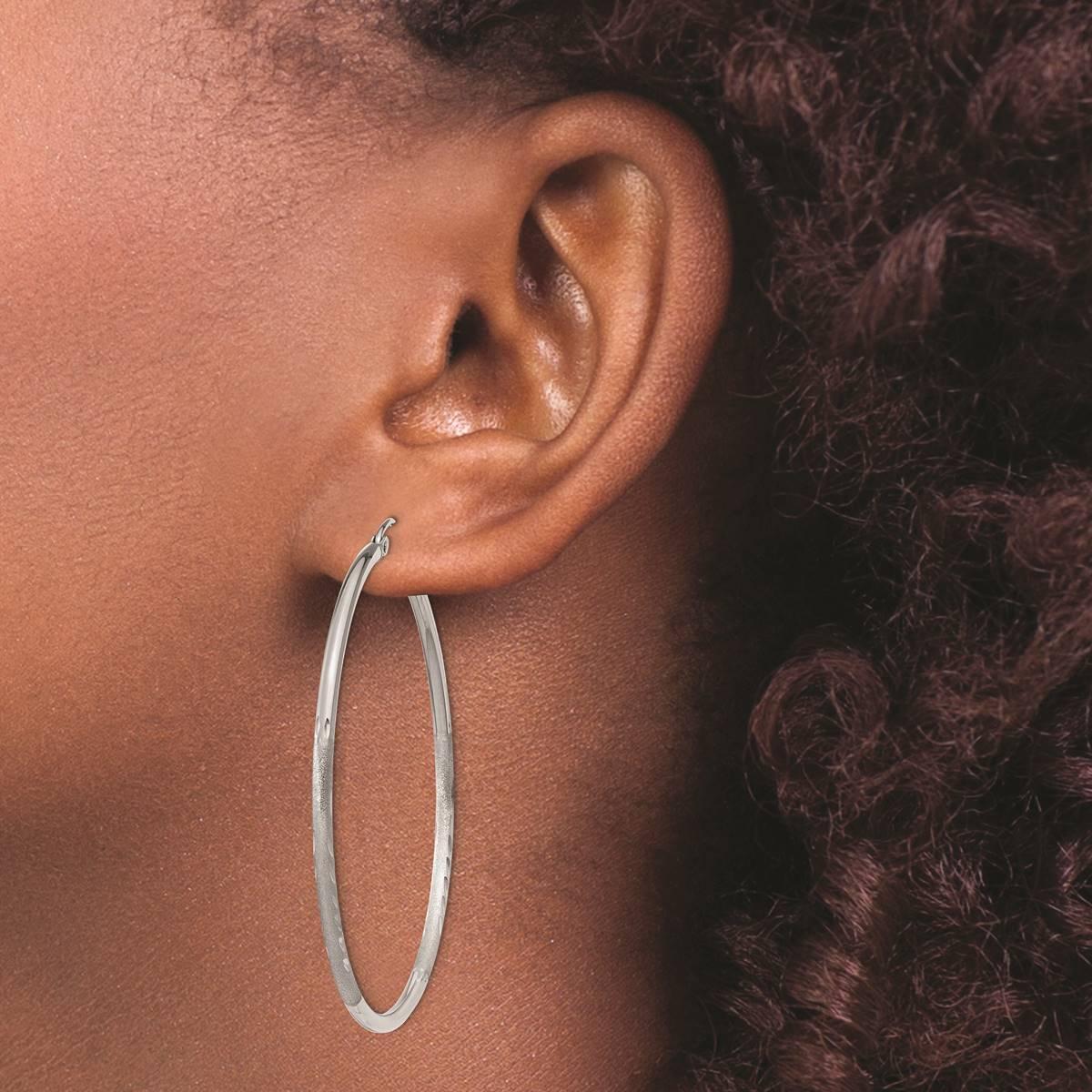 Gold Classics™ 14k White Gold Satin 50mm Hoop Earrings