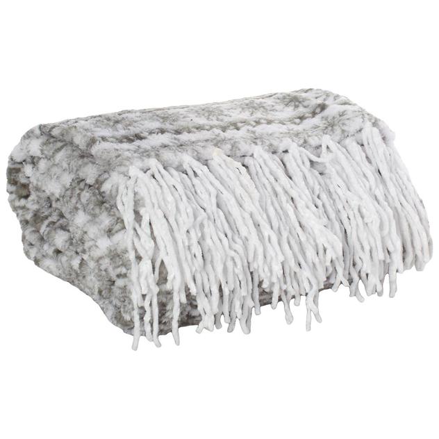 Mountain Ridge Clean Nordic Fringe Popcorn Throw