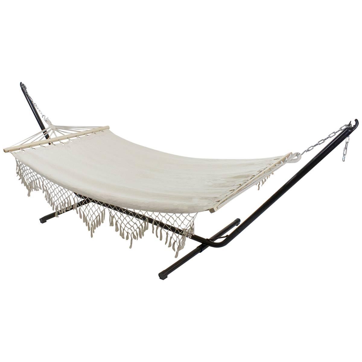 Northlight Seasonal Macrame Cotton Hammock with Wooden Bars