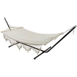 Northlight Seasonal Macrame Cotton Hammock with Wooden Bars