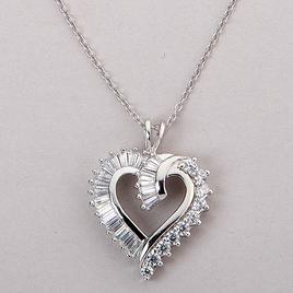 Splendere Sterling Silver Cubic Zirconia Heart Necklace