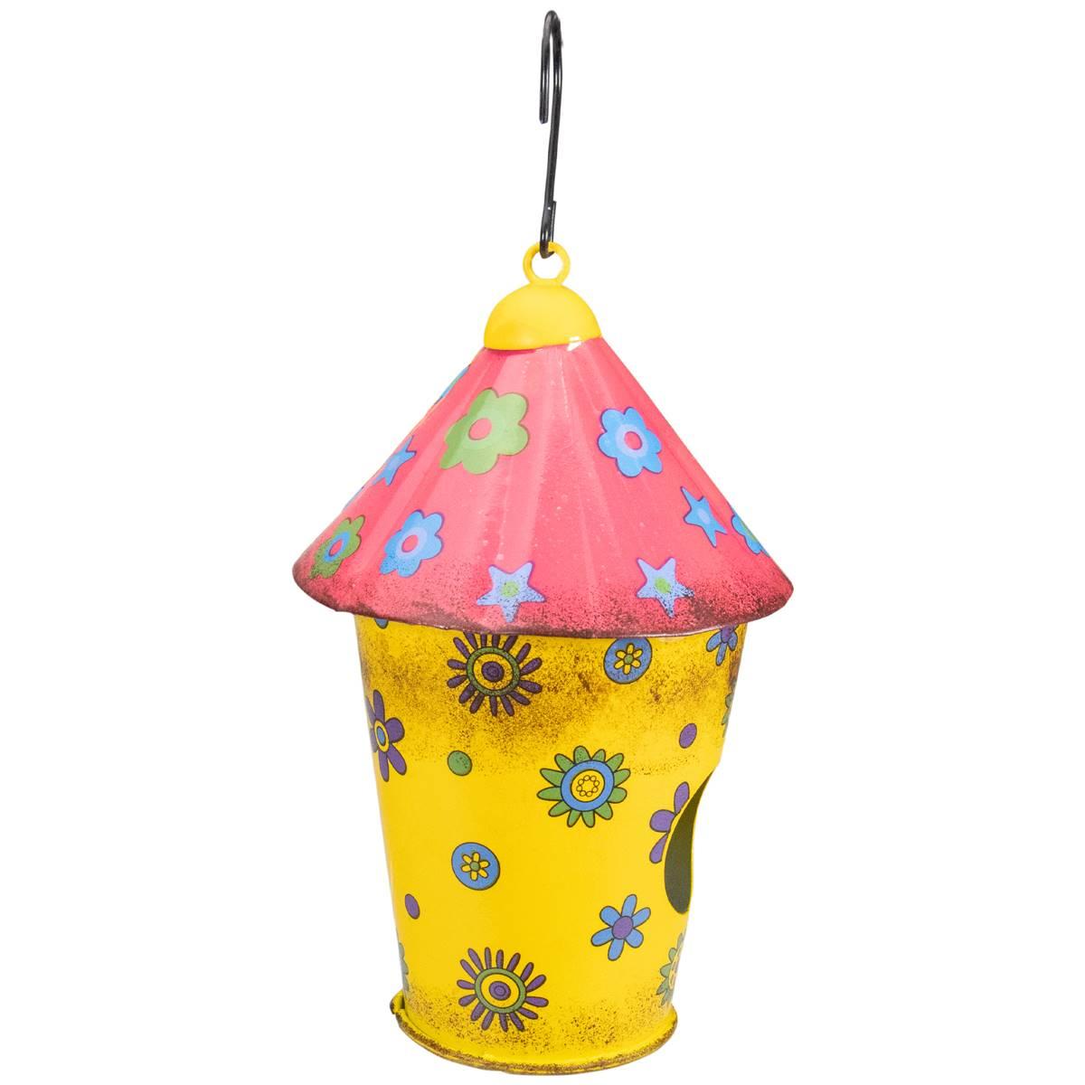 Northlight Seasonal 7.7in. Metal Birdhouse with Flowers