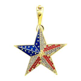 Wearable Art Gold-Tone Crystal Star Flag Enhancer