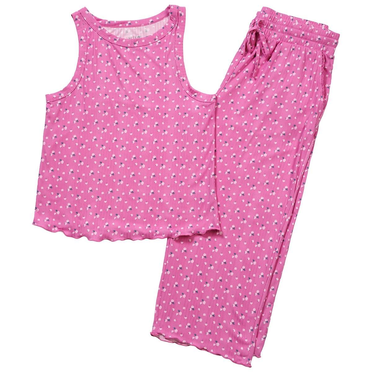 Womens Jaclyn Rachel Roses Varigated Tank Capris Pajama Set