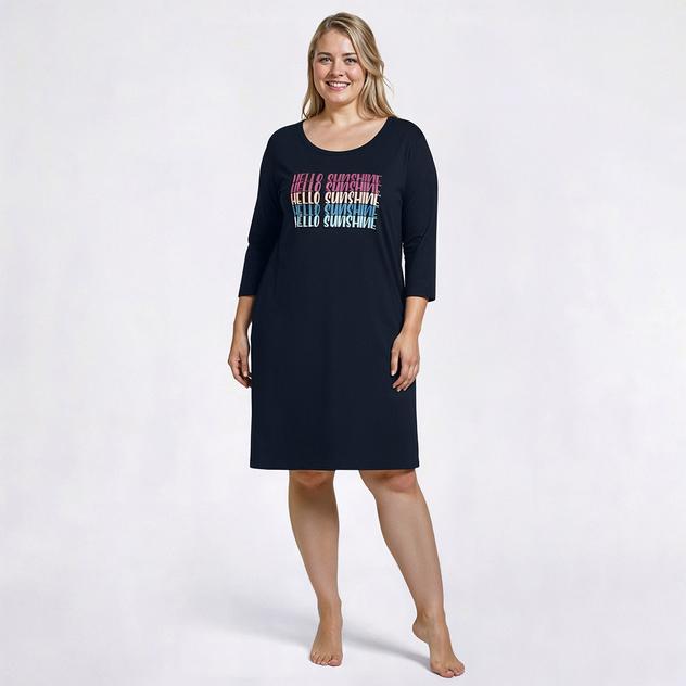 Plus Size Goodnight Kiss 3/4 Sleeve Hello Sunshine Nightshirt