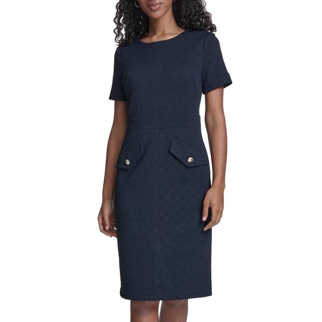Womens Tommy Hilfiger Short Sleeve Textured Sheath Dress