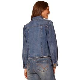 Womens Democracy Long Sleeve Button Up Fray Hem Denim Jacket