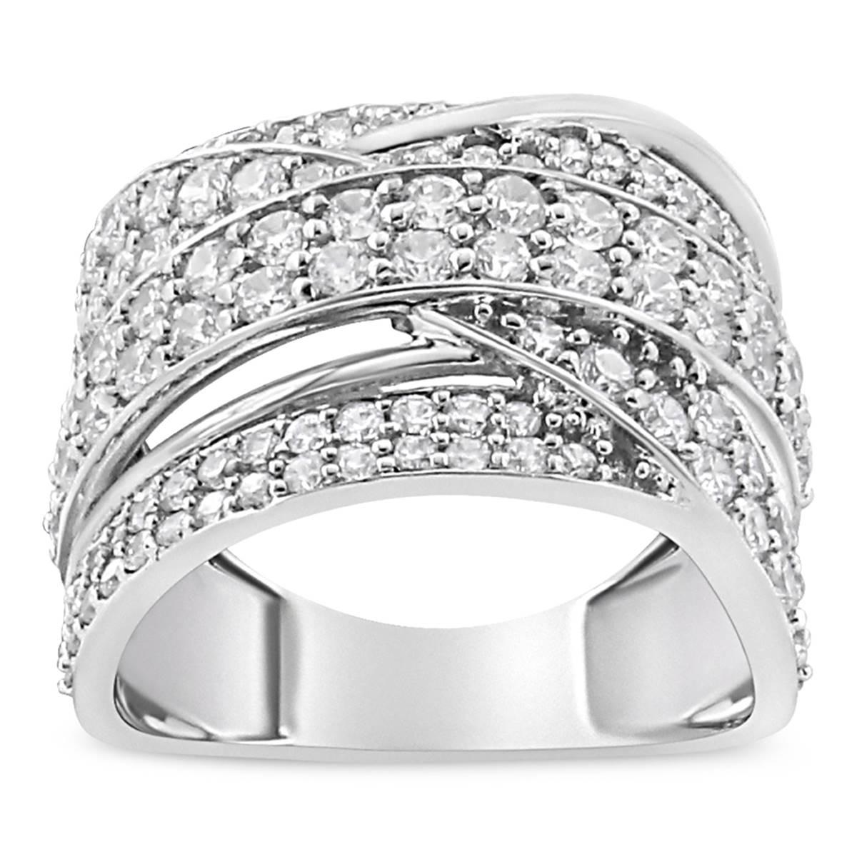 Haus of Brilliance Sterling Silver 2ctw. Diamond Bypass Ring