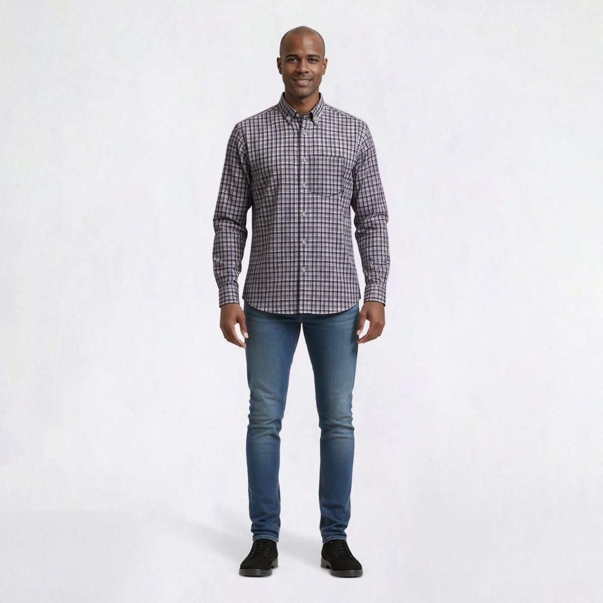 Mens Preswick & Moore(R) Regular Fit Stretch Dress Shirt - Eggplant