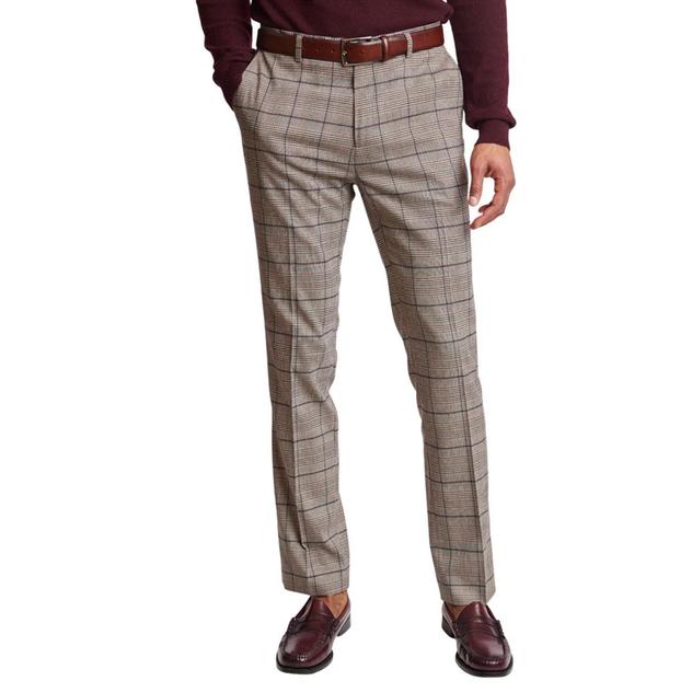 Mens Paisley & Gray® Plaid Dress Pants - Tan/Burgundy