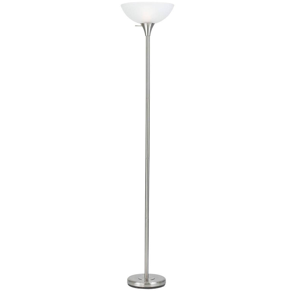 HomeRoots 70 Nickel Metal Torchiere Floor Lamp With White Glass