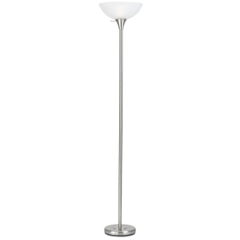 HomeRoots 70 Nickel Metal Torchiere Floor Lamp With White Glass