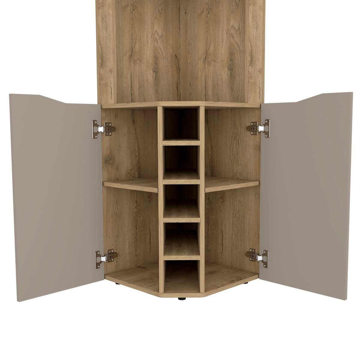 FM FURNITURE Lyla Macadamia Corner Bar Cabinet