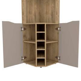 FM FURNITURE Lyla Macadamia Corner Bar Cabinet