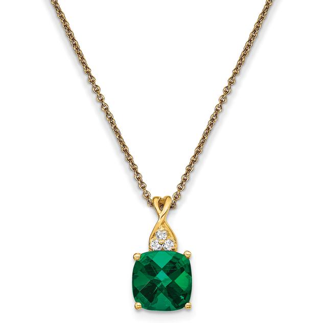 Gemstone Classics™ 14kt. Yellow Gold Emerald Diamond Pendant