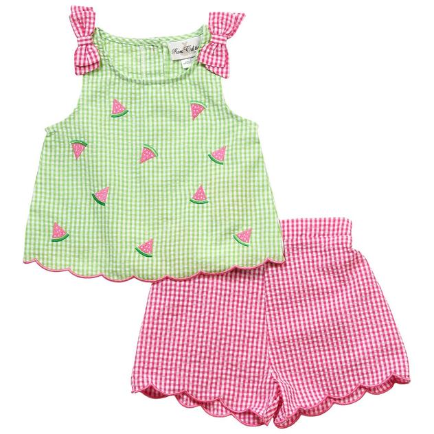 Toddler Girl Rare Editions Watermelon Seersucker Short Set