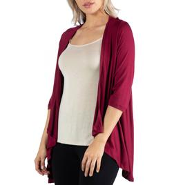 Womens 24/7 Comfort Elbow Length Open Cardigan