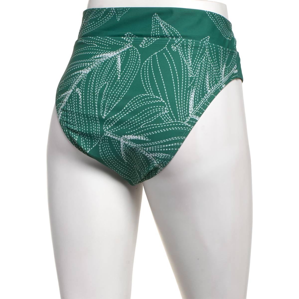 Womens Cupshe Tropical Leaf Banded High Waist Swim Bottoms