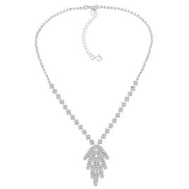 Roman Silver-Tone Crystal Chain Pendant Necklace