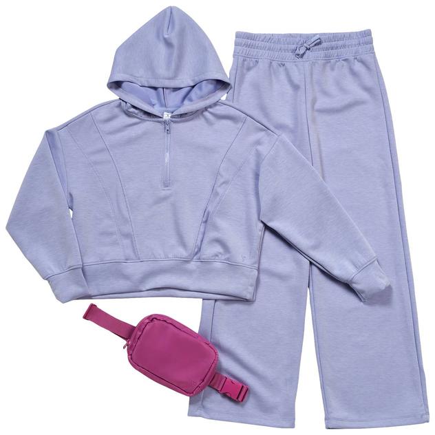 Girls (7-14) Yogalicious® Zip 1/4 Long Sleeve w/ Wide  Leg Pant