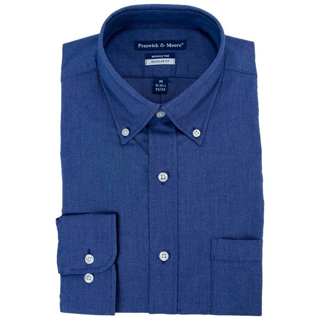 Mens Preswick & Moore® Regular Fit Oxford Dress Shirt - Dark Navy