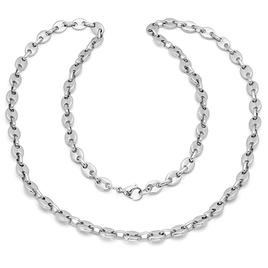 Mens Steeltime Stainless Steel Puff Mariner Chain Necklace