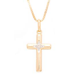 Gianni Argento Gold-Plated Diamond Cross Pendant Necklace