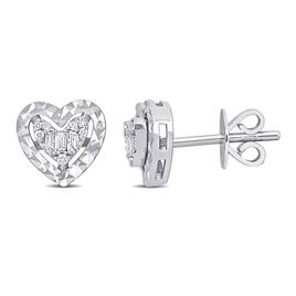 Sophia B 1/10ctw. Baguette Diamond Heart Post Earrings
