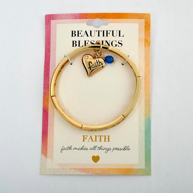 Beautiful Blessings Inspirational Gold Faith Stretch Bracelet