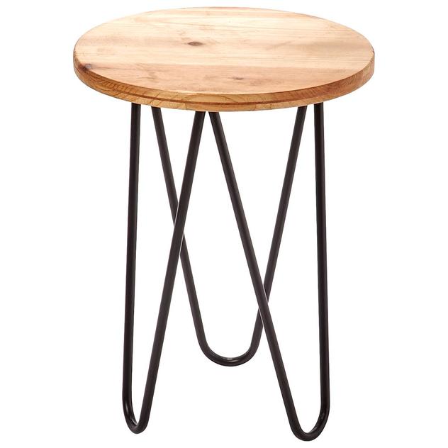 Place & Time Wood/Metal 16in. Plant Stand Table