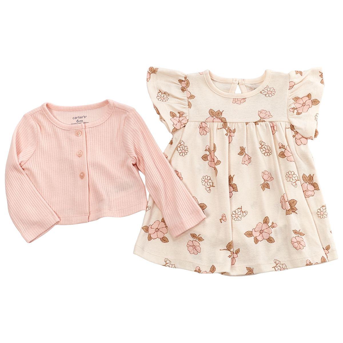 Baby Girl (NB-12M) Carter''s(R) Floral Print Dress & Cardigan