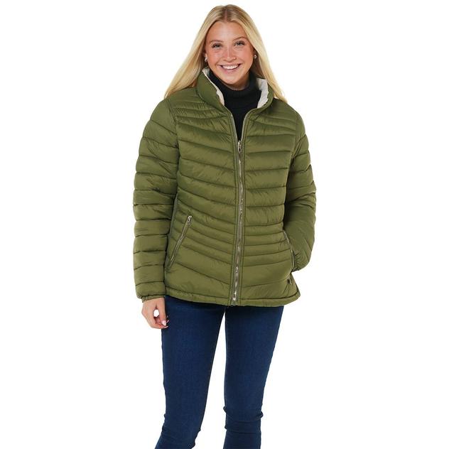 Juniors Plus Snobbish Parisian Solid Reversible Puffer Jacket