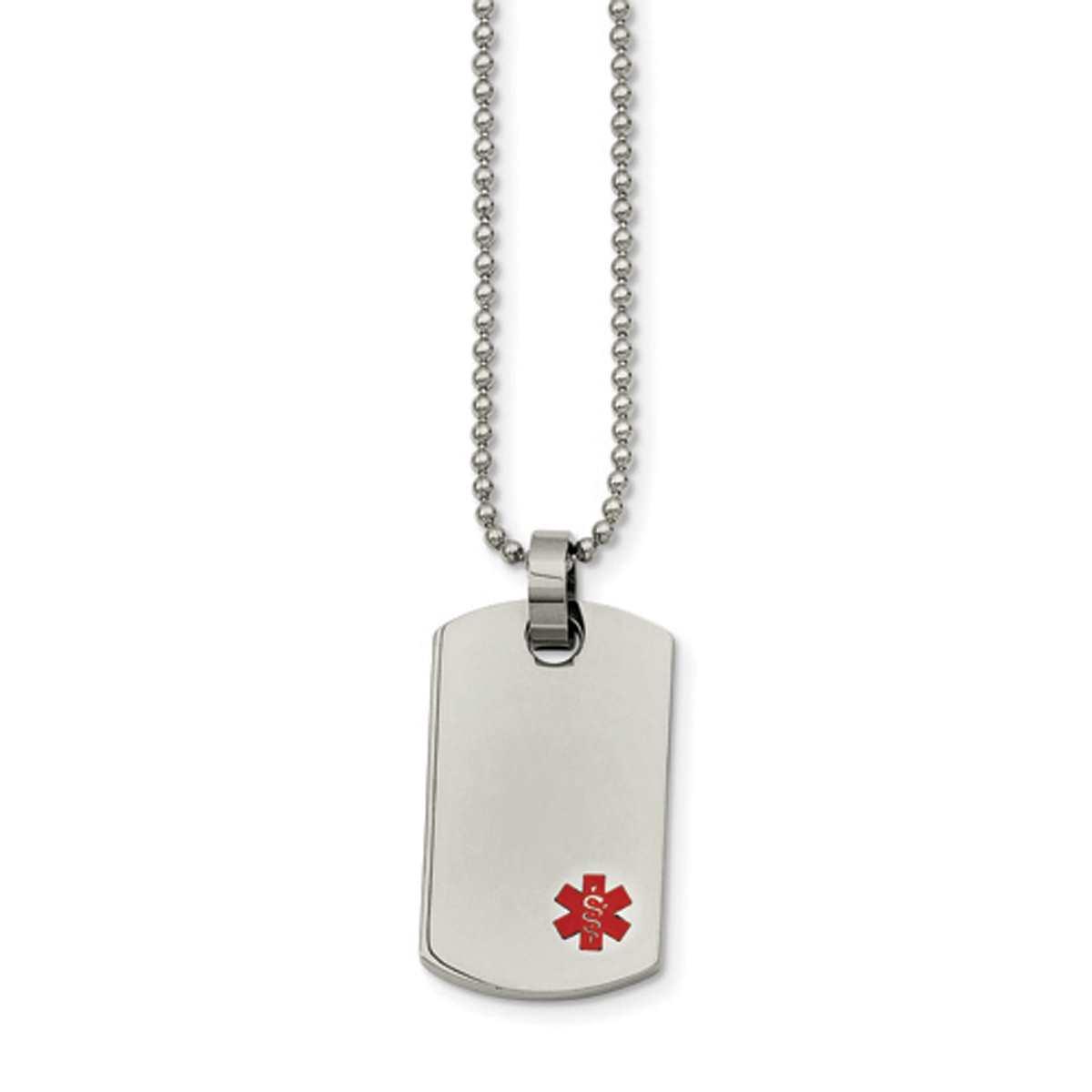 Mens Gentlemen's Classics(tm) Small Dog Tag Medical Pendant Necklace