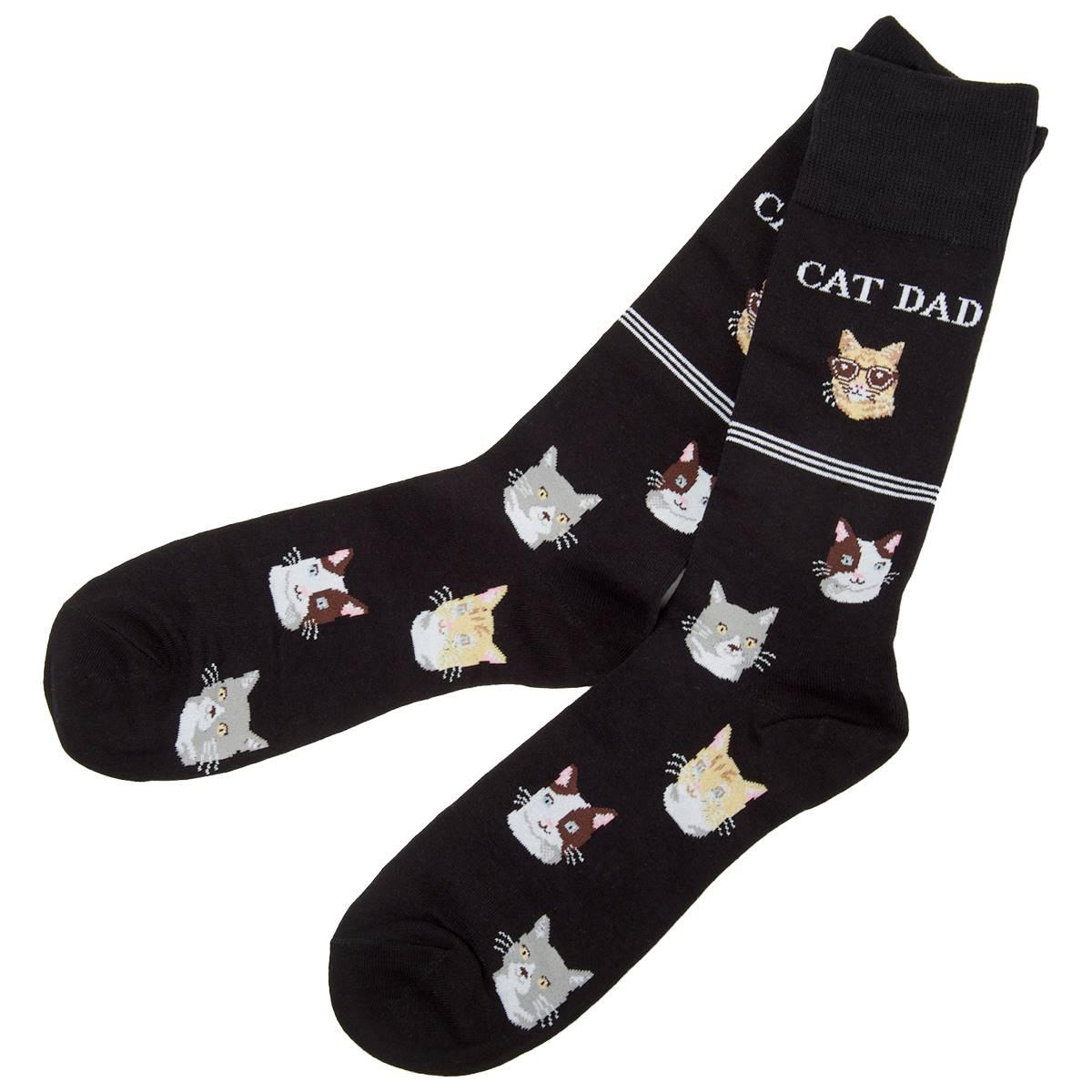 Mens Davco(R) Cat Dad Crew Socks - Black