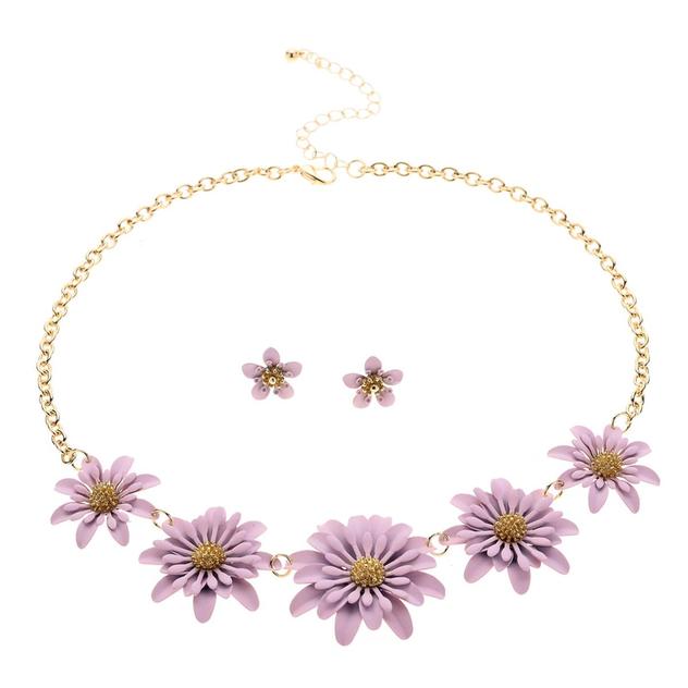 Ashley Cooper™ Gold-Tone w/ Pink Flowers Necklace & Earrings Set