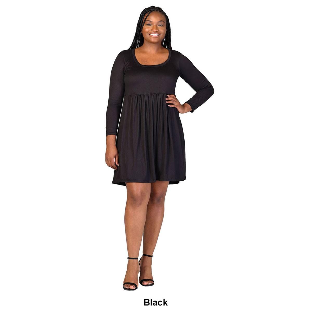Plus Size 24/7 Comfort Apparel Babydoll Knee Length Dress