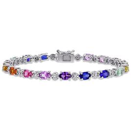 Gemstone Classics(tm) Diamond & Multi-Color Sapphire Bracelet