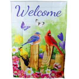 Northlight Seasonal Welcome Birds on a Fence Outdoor Flag