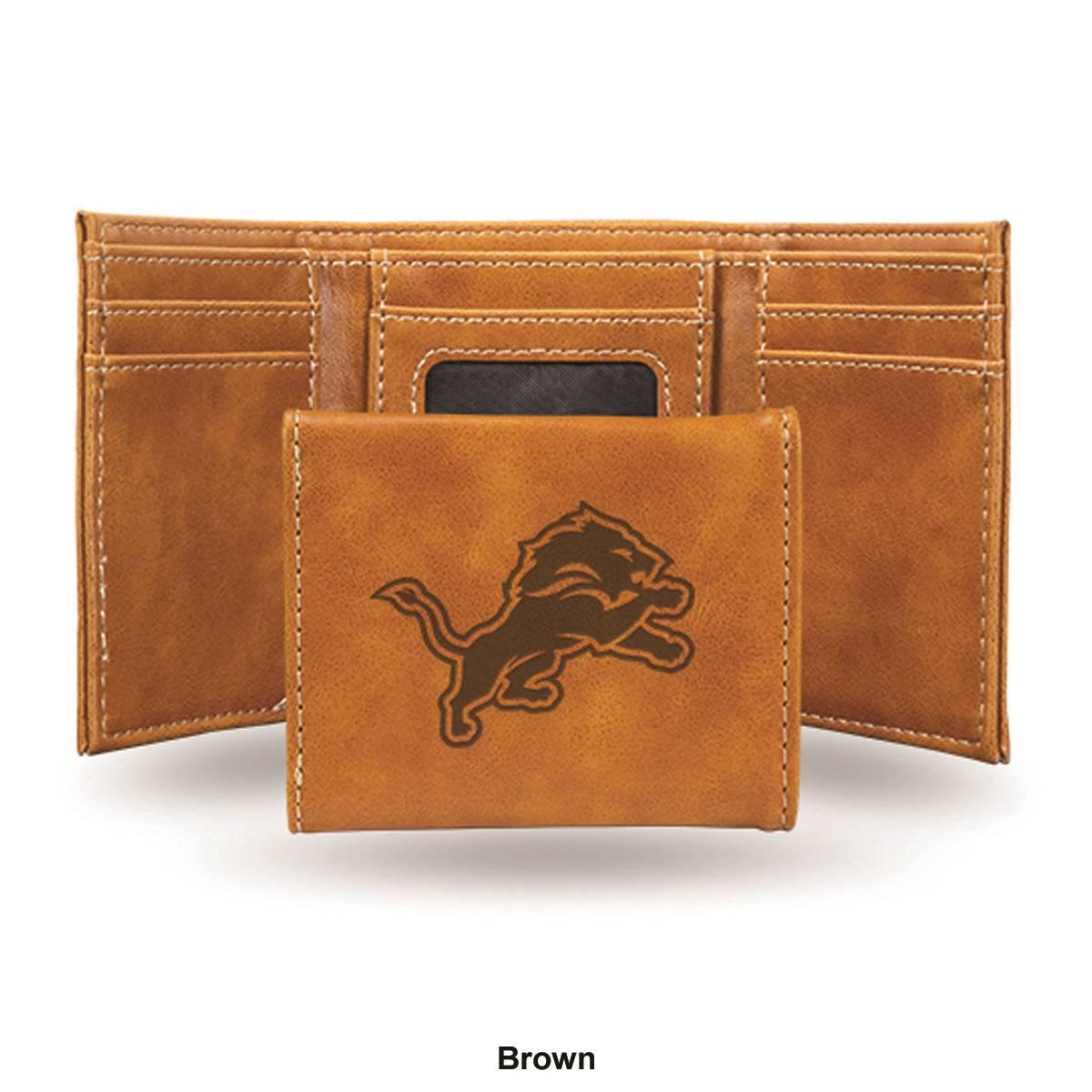 Mens NFL Detroit Lions Faux Leather Trifold Wallet