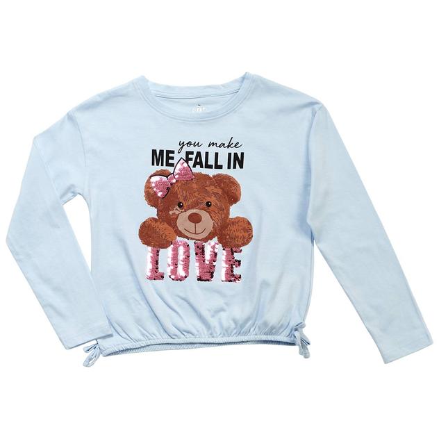 Girls (7-16) Star Ride® Fall In Love Teddy Bear Flip Sequin Tee